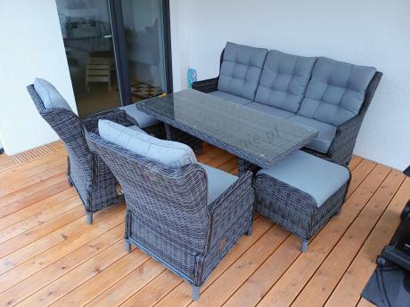 Zestaw mebli technorattanowych z regulowanymi fotelami Laritto Dining - Antracite