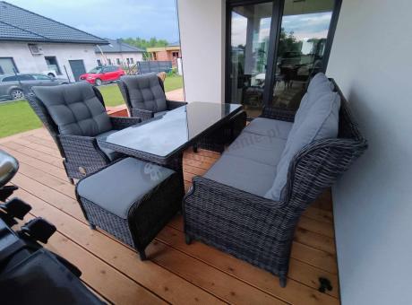 Zestaw mebli technorattanowych z regulowanymi fotelami Laritto Dining - Antracite