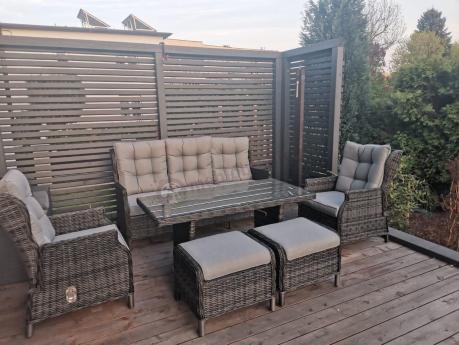 Zestaw mebli technorattanowych z regulowanymi fotelami Laritto Dining - Antracite