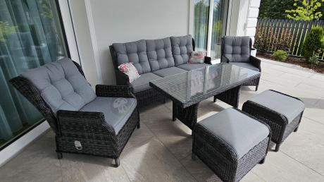 Zestaw mebli technorattanowych z regulowanymi fotelami Laritto Dining - Antracite