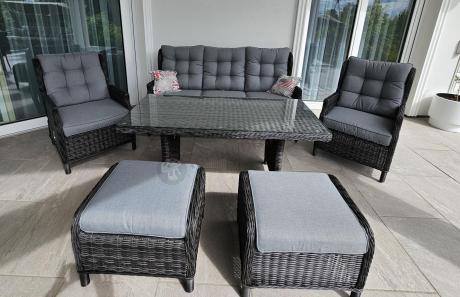 Zestaw mebli technorattanowych z regulowanymi fotelami Laritto Dining - Antracite