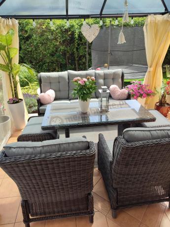 Zestaw mebli technorattanowych z regulowanymi fotelami Laritto Dining - Antracite