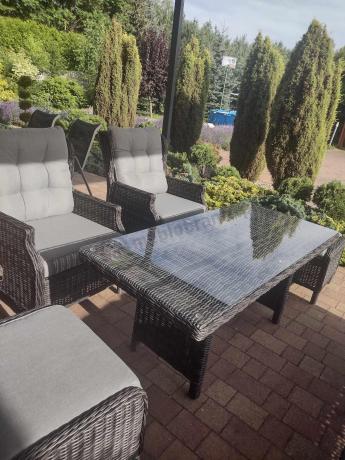 Zestaw mebli technorattanowych z regulowanymi fotelami Laritto Dining - Antracite