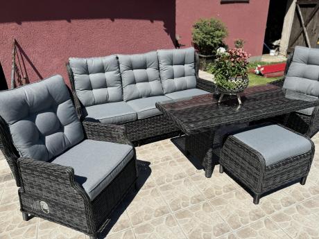 Zestaw mebli technorattanowych z regulowanymi fotelami Laritto Dining - Antracite