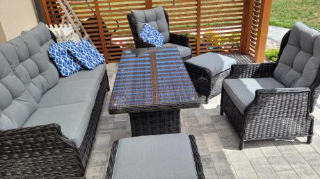 Zestaw mebli technorattanowych z regulowanymi fotelami Laritto Dining - Antracite