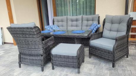 Zestaw mebli technorattanowych z regulowanymi fotelami Laritto Dining - Antracite