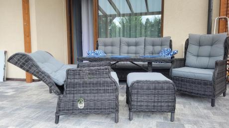 Zestaw mebli technorattanowych z regulowanymi fotelami Laritto Dining - Antracite