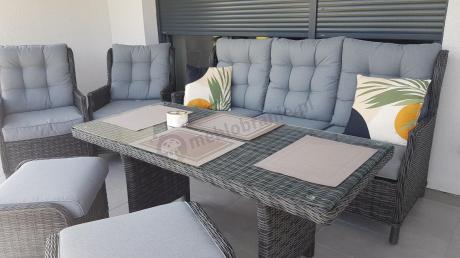 Zestaw mebli technorattanowych z regulowanymi fotelami Laritto Dining - Antracite