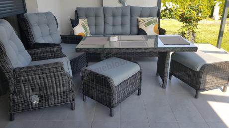 Zestaw mebli technorattanowych z regulowanymi fotelami Laritto Dining - Antracite