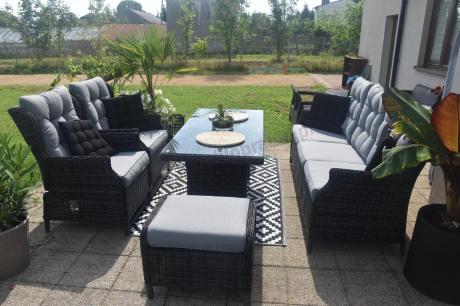 Zestaw mebli technorattanowych z regulowanymi fotelami Laritto Dining - Antracite