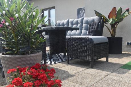 Zestaw mebli technorattanowych z regulowanymi fotelami Laritto Dining - Antracite