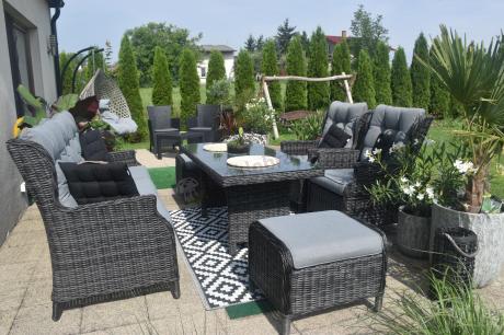 Zestaw mebli technorattanowych z regulowanymi fotelami Laritto Dining - Antracite