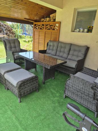 Zestaw mebli technorattanowych z regulowanymi fotelami Laritto Dining - Antracite