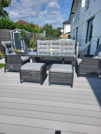 Zestaw mebli technorattanowych z regulowanymi fotelami Laritto Dining - Antracite