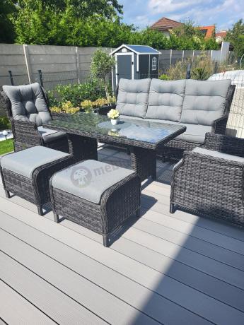 Zestaw mebli technorattanowych z regulowanymi fotelami Laritto Dining - Antracite