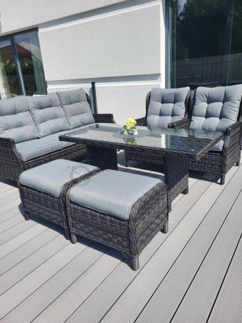 Zestaw mebli technorattanowych z regulowanymi fotelami Laritto Dining - Antracite