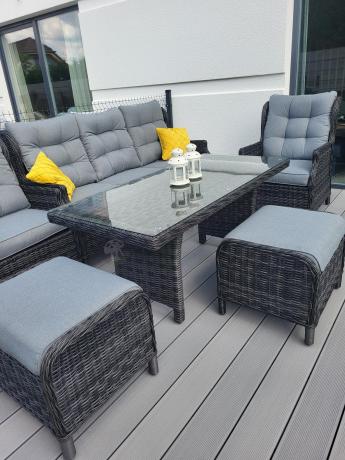 Zestaw mebli technorattanowych z regulowanymi fotelami Laritto Dining - Antracite