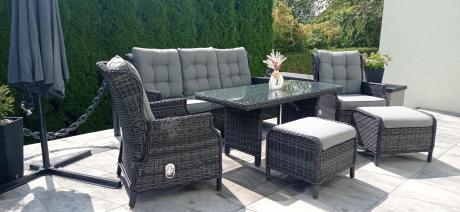 Zestaw mebli technorattanowych z regulowanymi fotelami Laritto Dining - Antracite