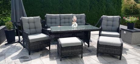 Zestaw mebli technorattanowych z regulowanymi fotelami Laritto Dining - Antracite