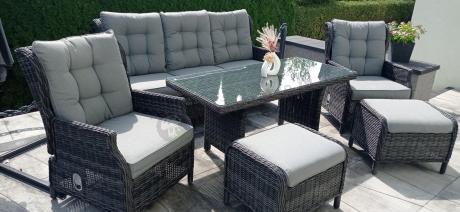 Zestaw mebli technorattanowych z regulowanymi fotelami Laritto Dining - Antracite