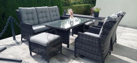 Zestaw mebli technorattanowych z regulowanymi fotelami Laritto Dining - Antracite