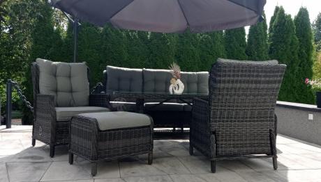 Zestaw mebli technorattanowych z regulowanymi fotelami Laritto Dining - Antracite