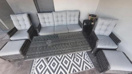 Zestaw mebli technorattanowych z regulowanymi fotelami Laritto Dining - Antracite