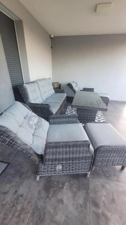 Zestaw mebli technorattanowych z regulowanymi fotelami Laritto Dining - Antracite