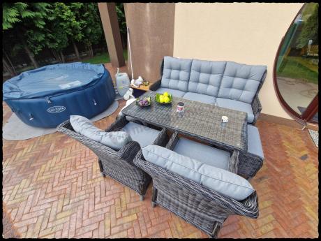 Zestaw mebli technorattanowych z regulowanymi fotelami Laritto Dining - Antracite