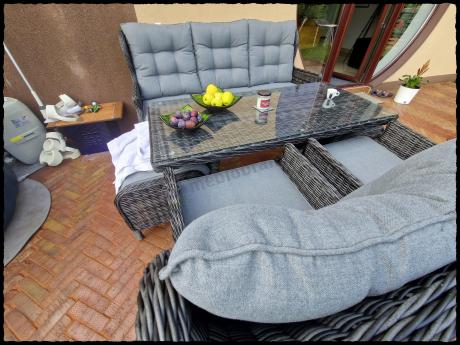 Zestaw mebli technorattanowych z regulowanymi fotelami Laritto Dining - Antracite