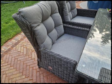 Zestaw mebli technorattanowych z regulowanymi fotelami Laritto Dining - Antracite