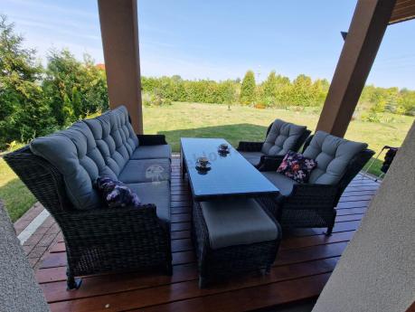 Zestaw mebli technorattanowych z regulowanymi fotelami Laritto Dining - Antracite