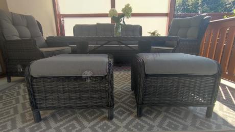 Zestaw mebli technorattanowych z regulowanymi fotelami Laritto Dining - Antracite