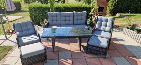 Zestaw mebli technorattanowych z regulowanymi fotelami Laritto Dining - Antracite