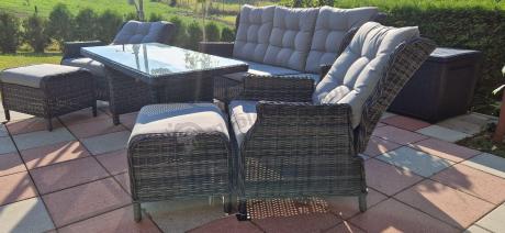 Zestaw mebli technorattanowych z regulowanymi fotelami Laritto Dining - Antracite