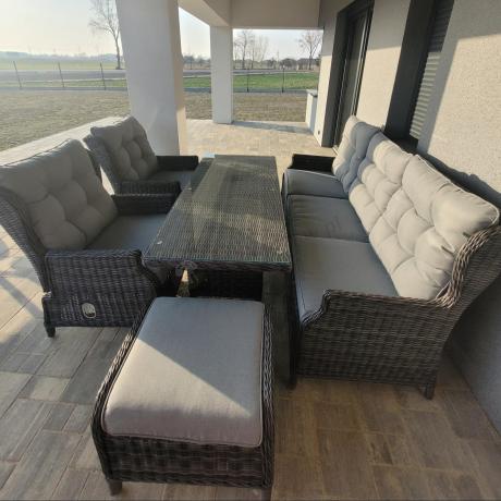 Zestaw mebli technorattanowych z regulowanymi fotelami Laritto Dining - Antracite