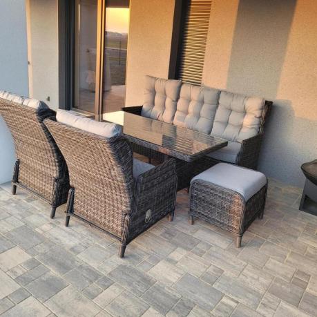 Zestaw mebli technorattanowych z regulowanymi fotelami Laritto Dining - Antracite