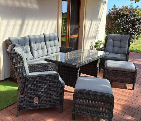 Zestaw mebli technorattanowych z regulowanymi fotelami Laritto Dining - Antracite