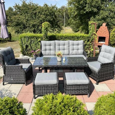 Zestaw mebli technorattanowych z regulowanymi fotelami Laritto Dining - Antracite