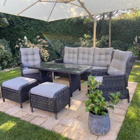 Zestaw mebli technorattanowych z regulowanymi fotelami Laritto Dining - Antracite