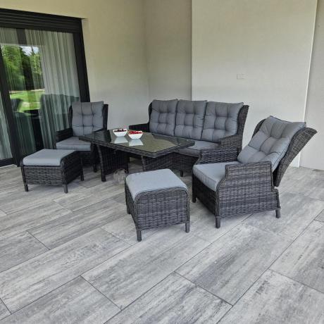 Zestaw mebli technorattanowych z regulowanymi fotelami Laritto Dining - Antracite