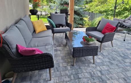 Zestaw mebli technorattanowych z sofą 184cm Cioso - Antracyt