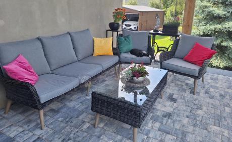 Zestaw mebli technorattanowych z sofą 184cm Cioso - Antracyt