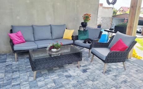 Zestaw mebli technorattanowych z sofą 184cm Cioso - Antracyt