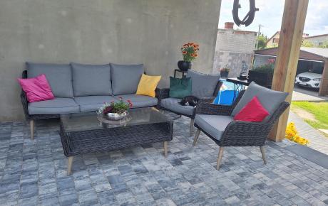 Zestaw mebli technorattanowych z sofą 184cm Cioso - Antracyt