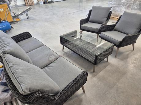 Zestaw mebli technorattanowych z sofą 184cm Cioso - Antracyt