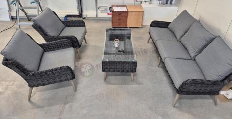 Zestaw mebli technorattanowych z sofą 184cm Cioso - Antracyt