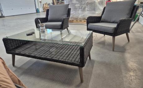 Zestaw mebli technorattanowych z sofą 184cm Cioso - Antracyt