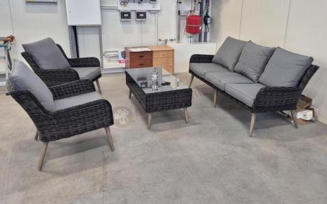 Zestaw mebli technorattanowych z sofą 184cm Cioso - Antracyt