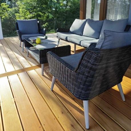 Zestaw mebli technorattanowych z sofą 184cm Cioso - Antracyt